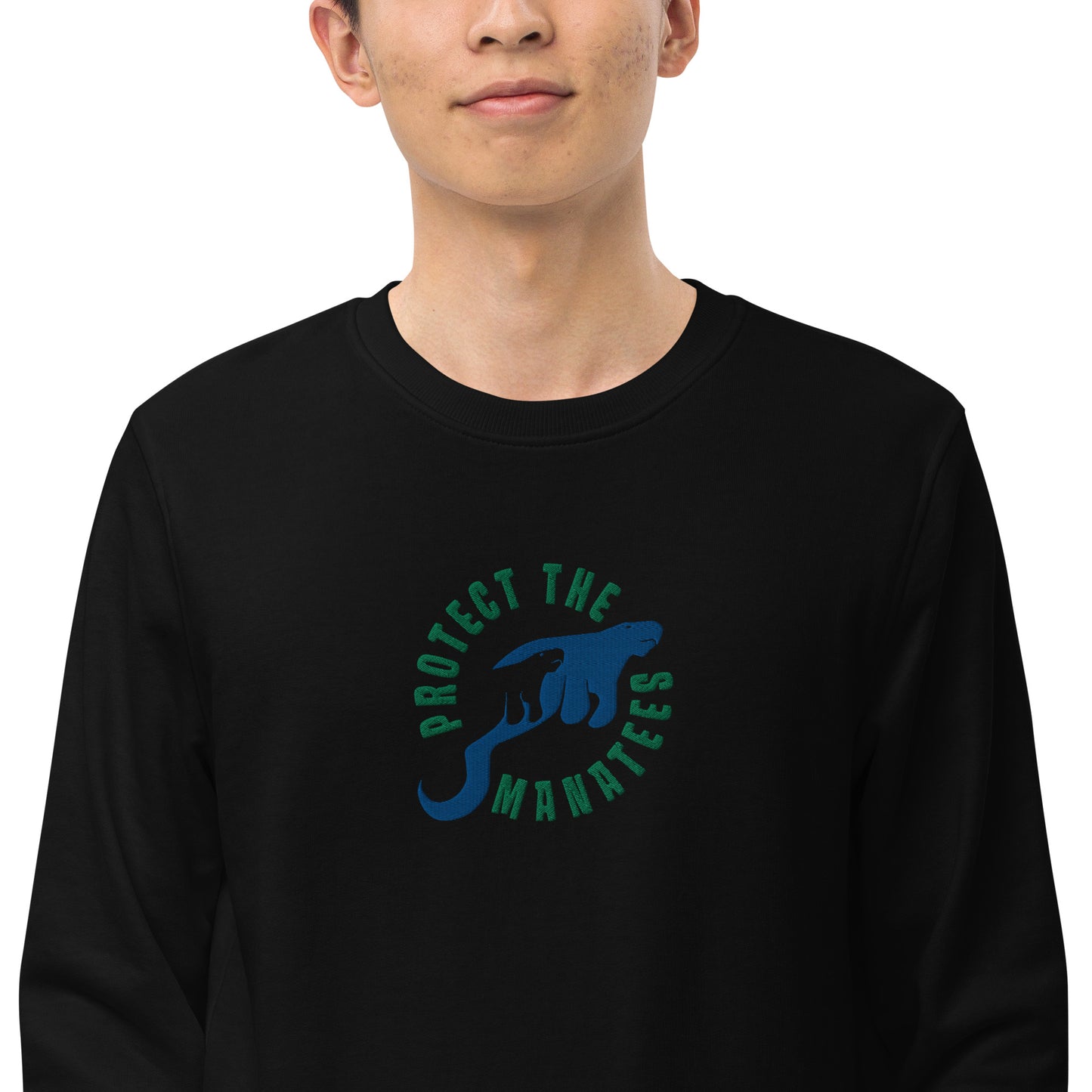 Protect the Manatees Eco Friendly Embroidered Unisex Crewneck Sweatshirt