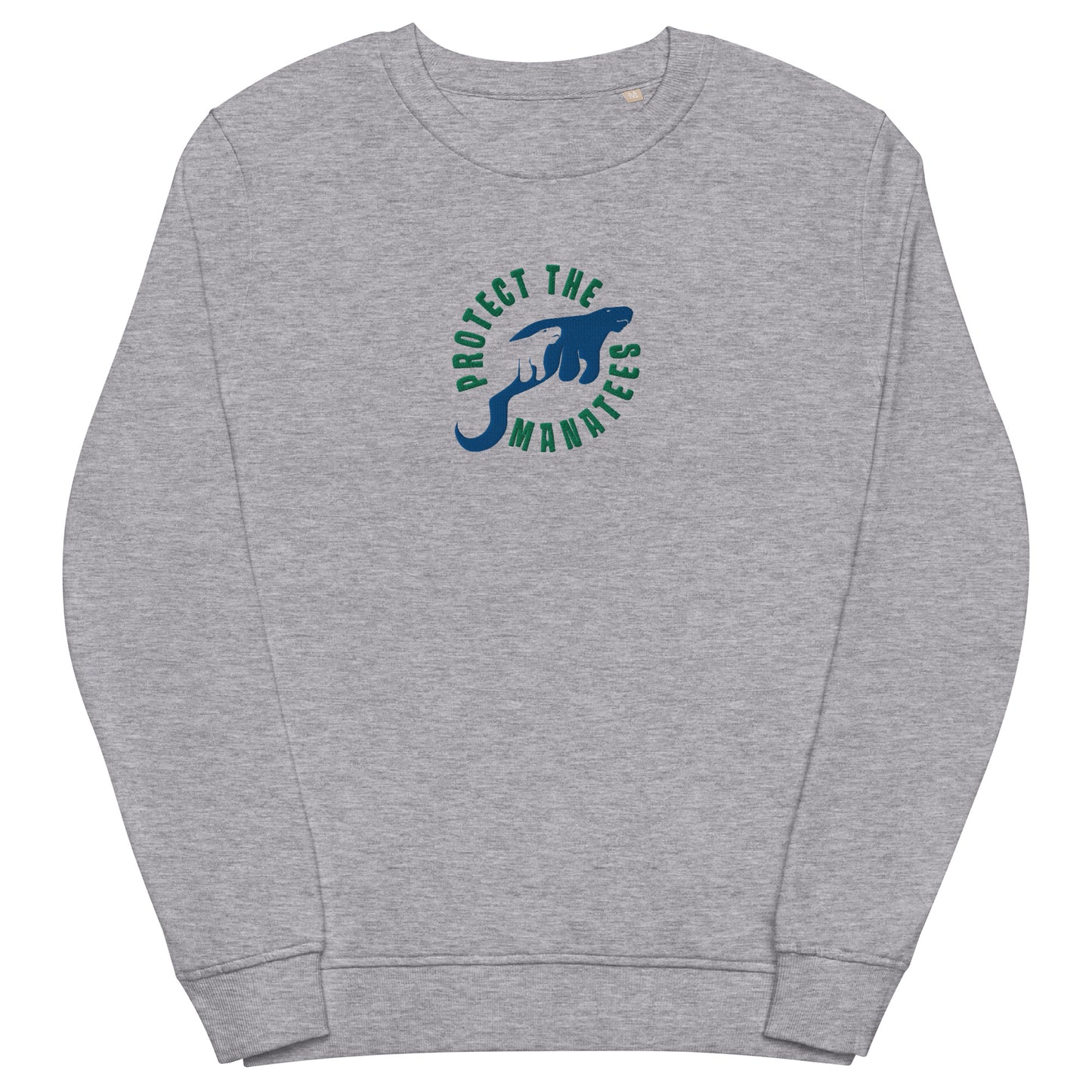 Protect the Manatees Eco Friendly Embroidered Unisex Crewneck Sweatshirt