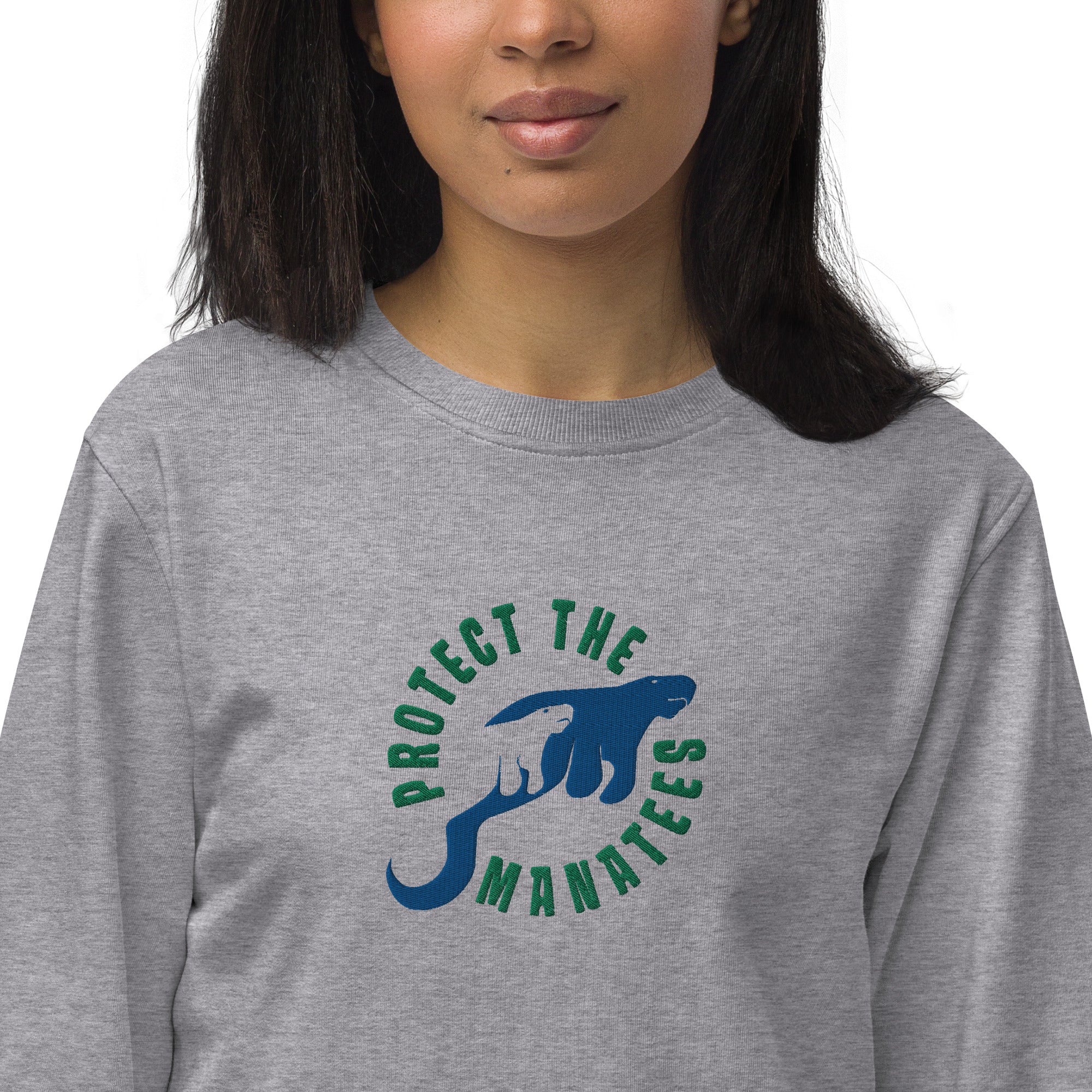Protect the Manatees Eco Friendly Embroidered Unisex Crewneck Sweatshirt