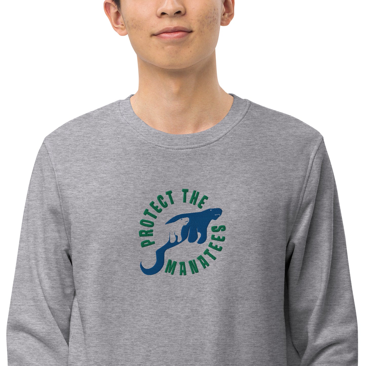 Protect the Manatees Eco Friendly Embroidered Unisex Crewneck Sweatshirt