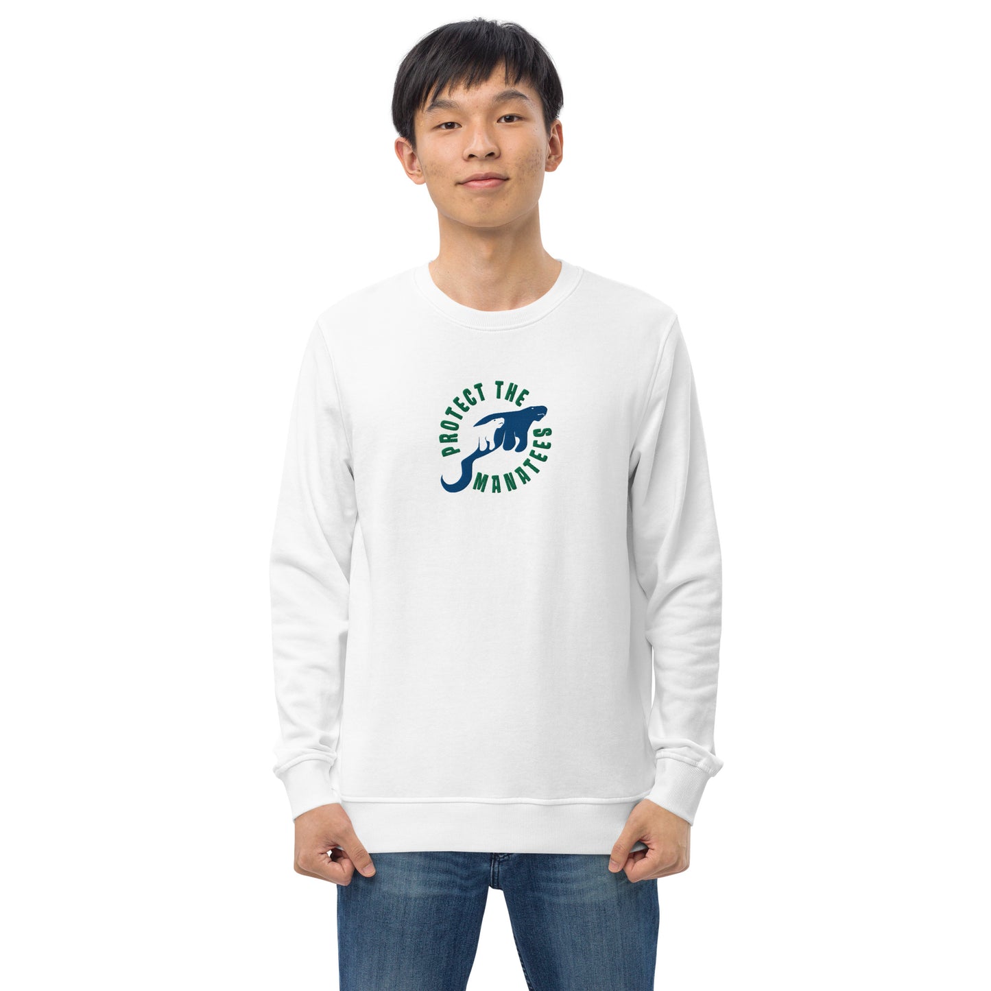 Protect the Manatees Eco Friendly Embroidered Unisex Crewneck Sweatshirt