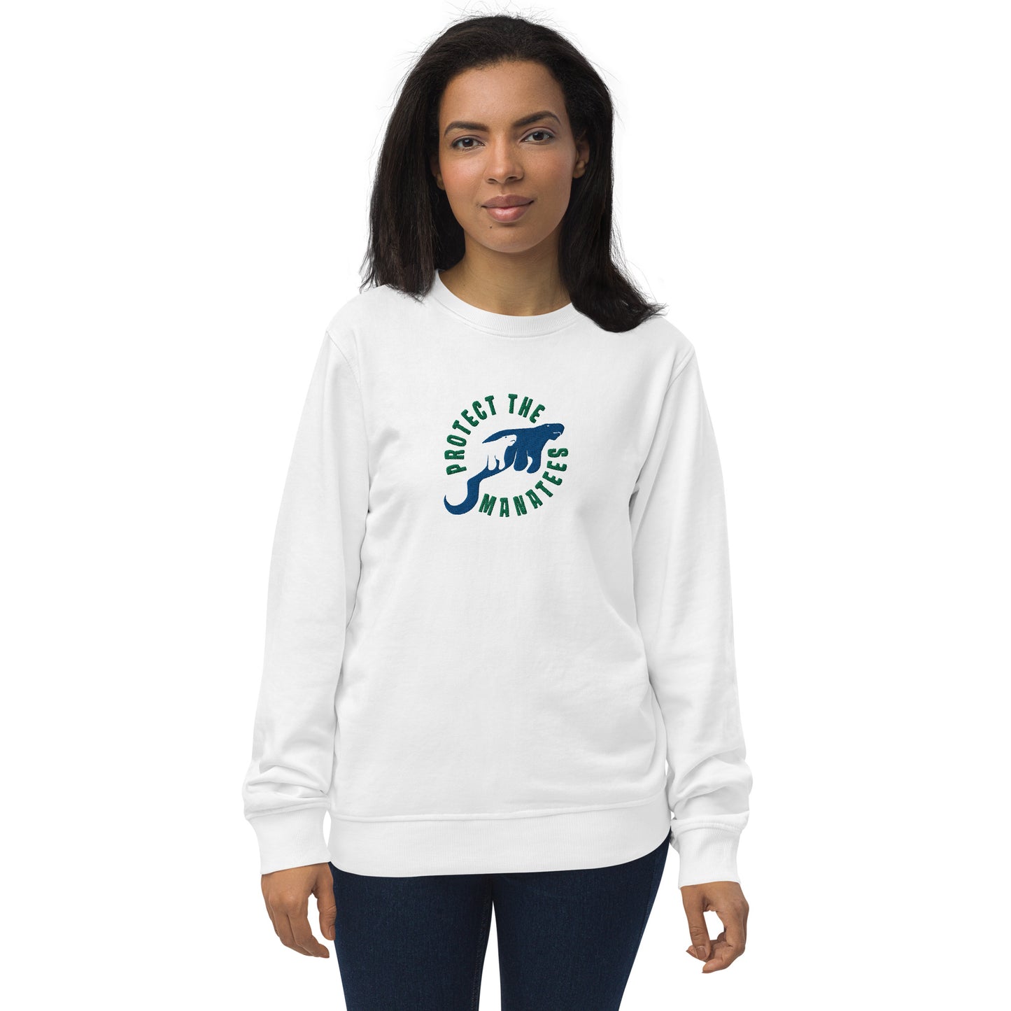 Protect the Manatees Eco Friendly Embroidered Unisex Crewneck Sweatshirt