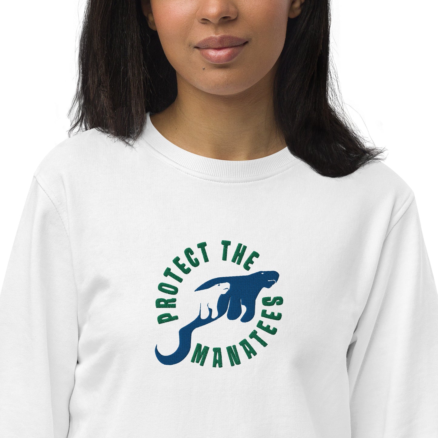 Protect the Manatees Eco Friendly Embroidered Unisex Crewneck Sweatshirt