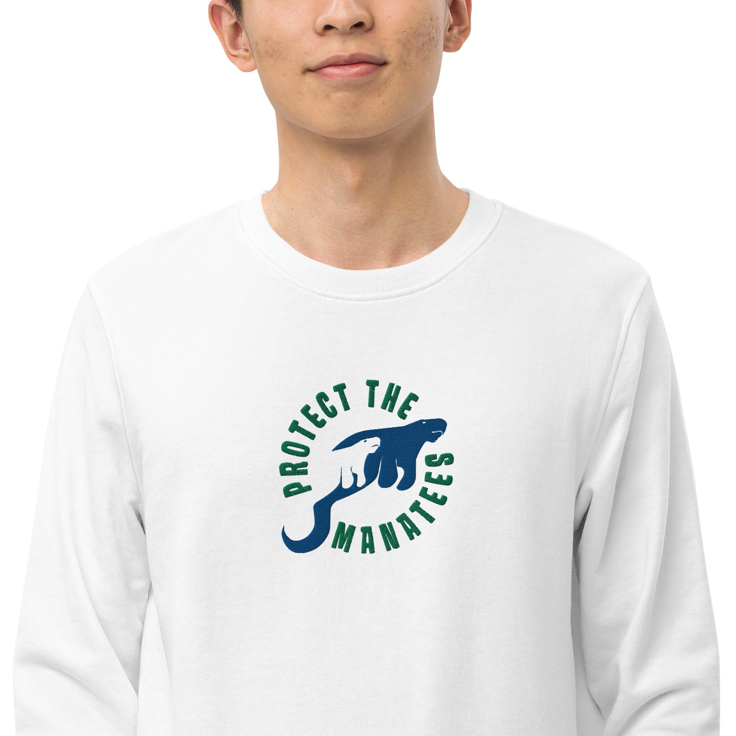 Protect the Manatees Eco Friendly Embroidered Unisex Crewneck Sweatshirt