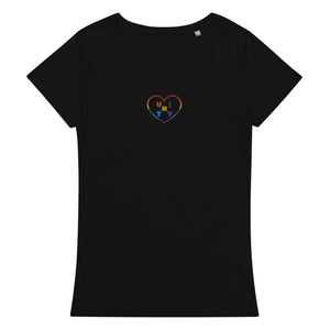 Open image in slideshow, Gay Pride Unity Women’s Basic Organic Embroidered T-Shirt
