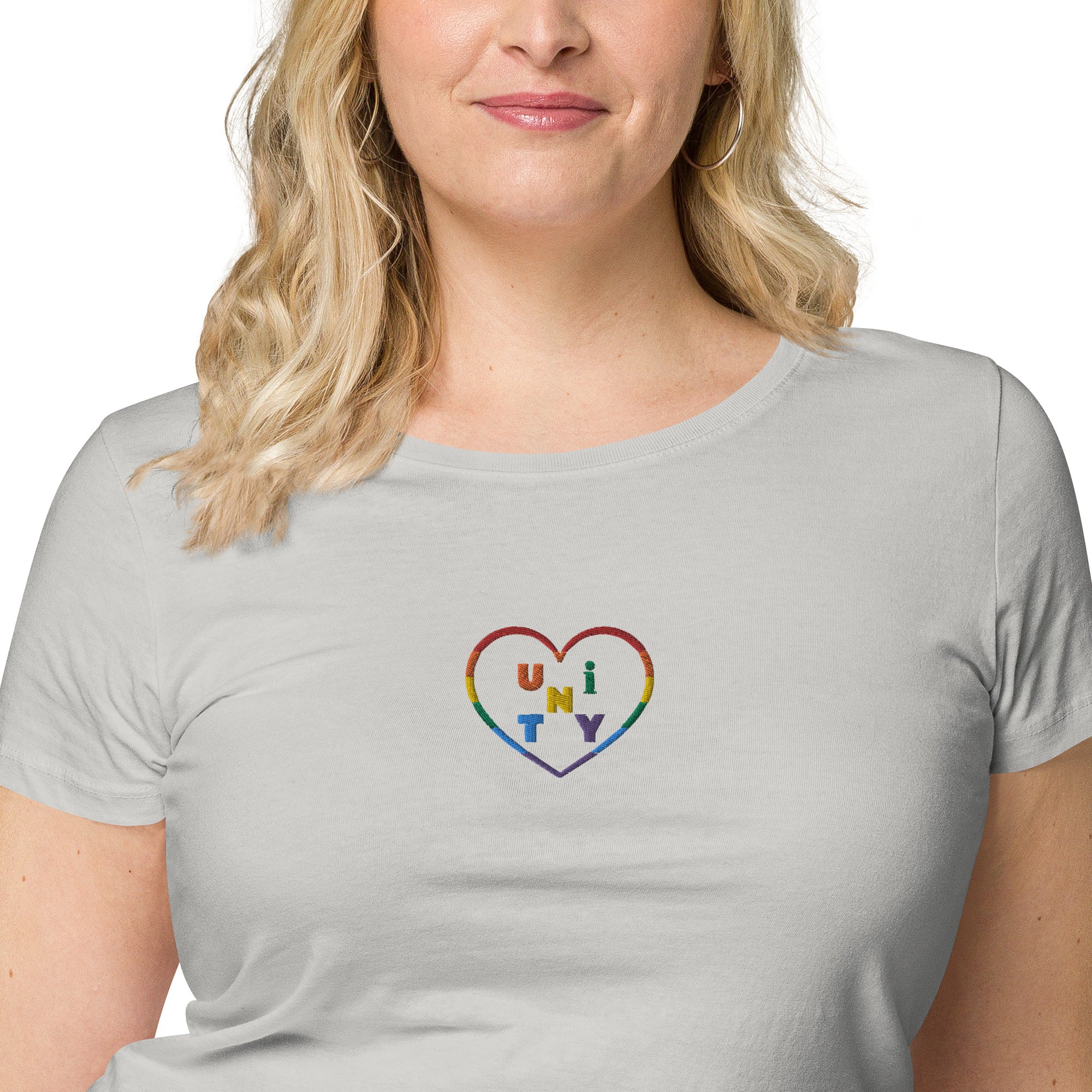 Gay Pride Unity Women’s Basic Organic Embroidered T-Shirt