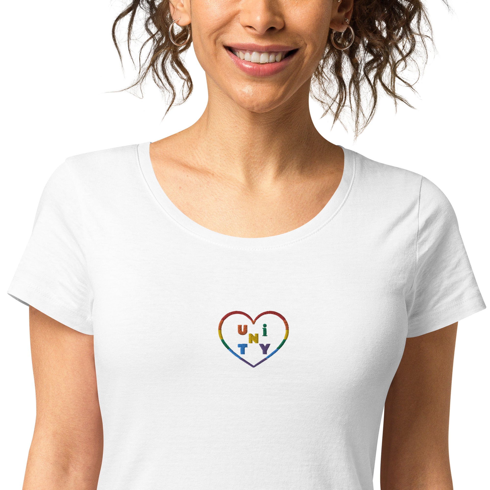 Gay Pride Unity Women’s Basic Organic Embroidered T-Shirt