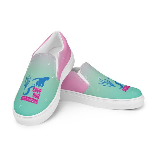 Save Our Manatees Women’s Slip-On Canvas Sneakers