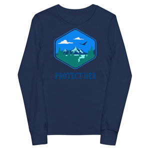 Open image in slideshow, Protect Planet Earth Youth Long Sleeve Tee
